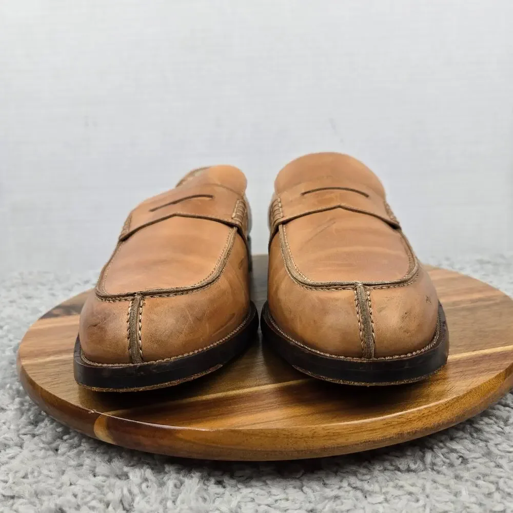 Martin Dingman Mens 12 Tan Brown Leather Casual Split Toe Italy Penny Loafer